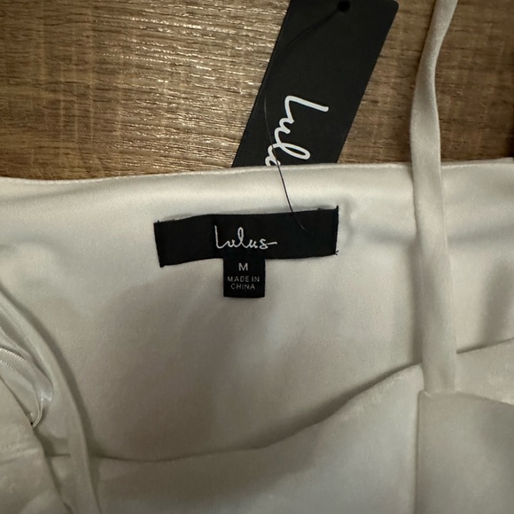 Lulus Slinking Out Loud White Satin Side Button Slip Dress - Picture 5 of 5